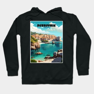 Dubrovnik Croatia Vintage Travel and Tourism Advertising Print Hoodie